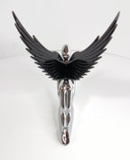 Hood Ornament Flying Goddess Chrome with Black Wings for Universal Models