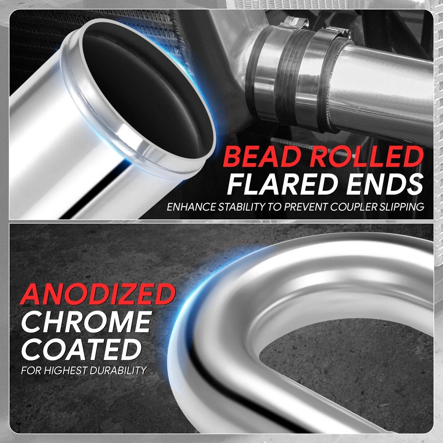 180 Degree U-Bend 2.5"OD Aluminum Intercooler Pipe for Turbo