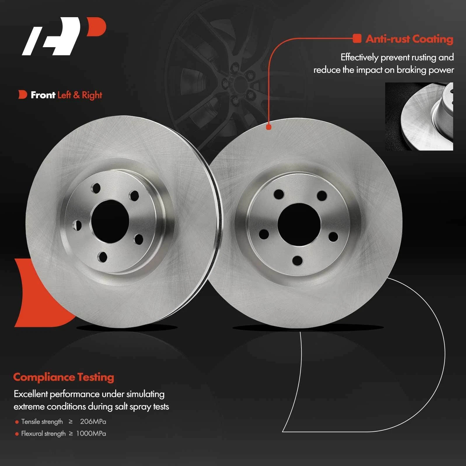 Front Disc Brake Rotors & Ceramic Pads for Ford Police Responder (2013–2020)