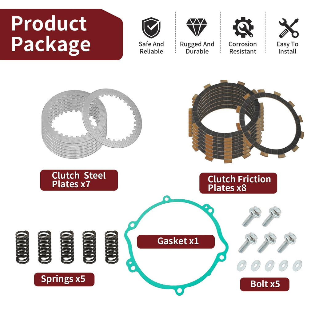 Heavy Duty Clutch Friction Plates Gasket Spring for Yamaha YZ125 (1994–2004)