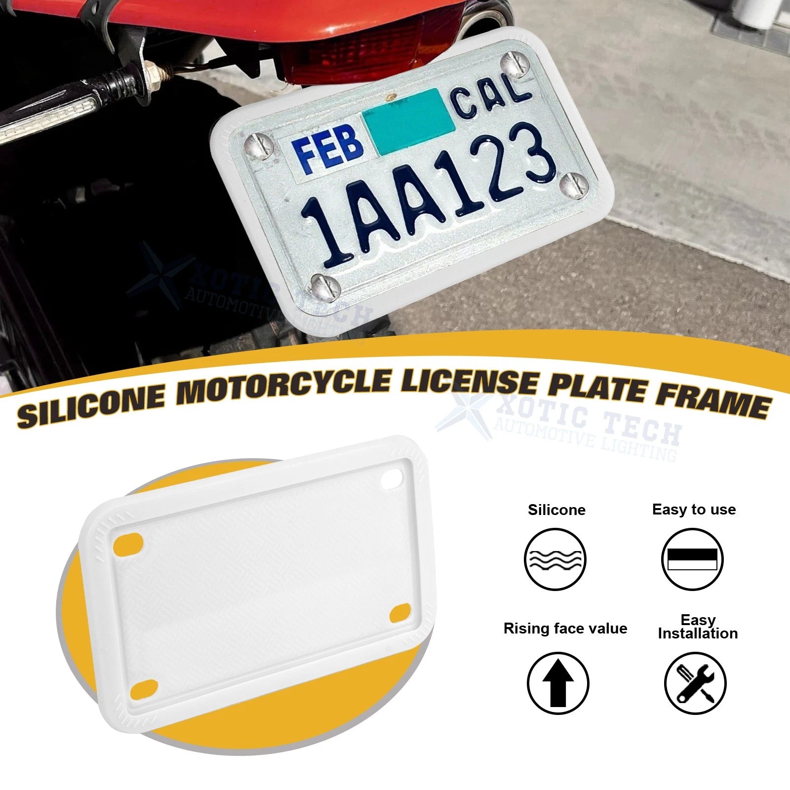 Silicone License Plate Frame for Universal Motorcycles (2010-2025)
