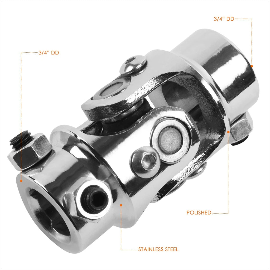 3/4" DD to 3/4" DD Stainless Steel Lock-Nut Steering U-Joint Universal