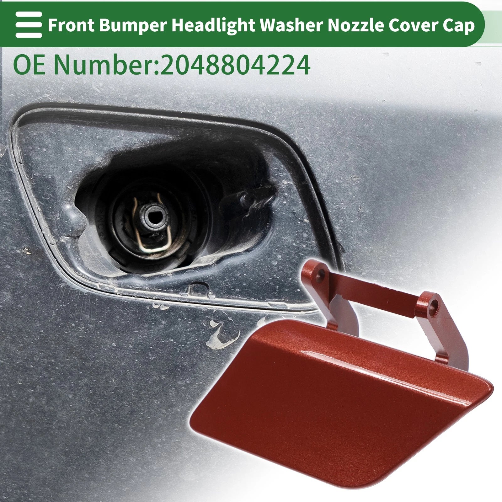 Front Left Headlight Washer Nozzle Cover Cap for Mercedes-Benz (Red)