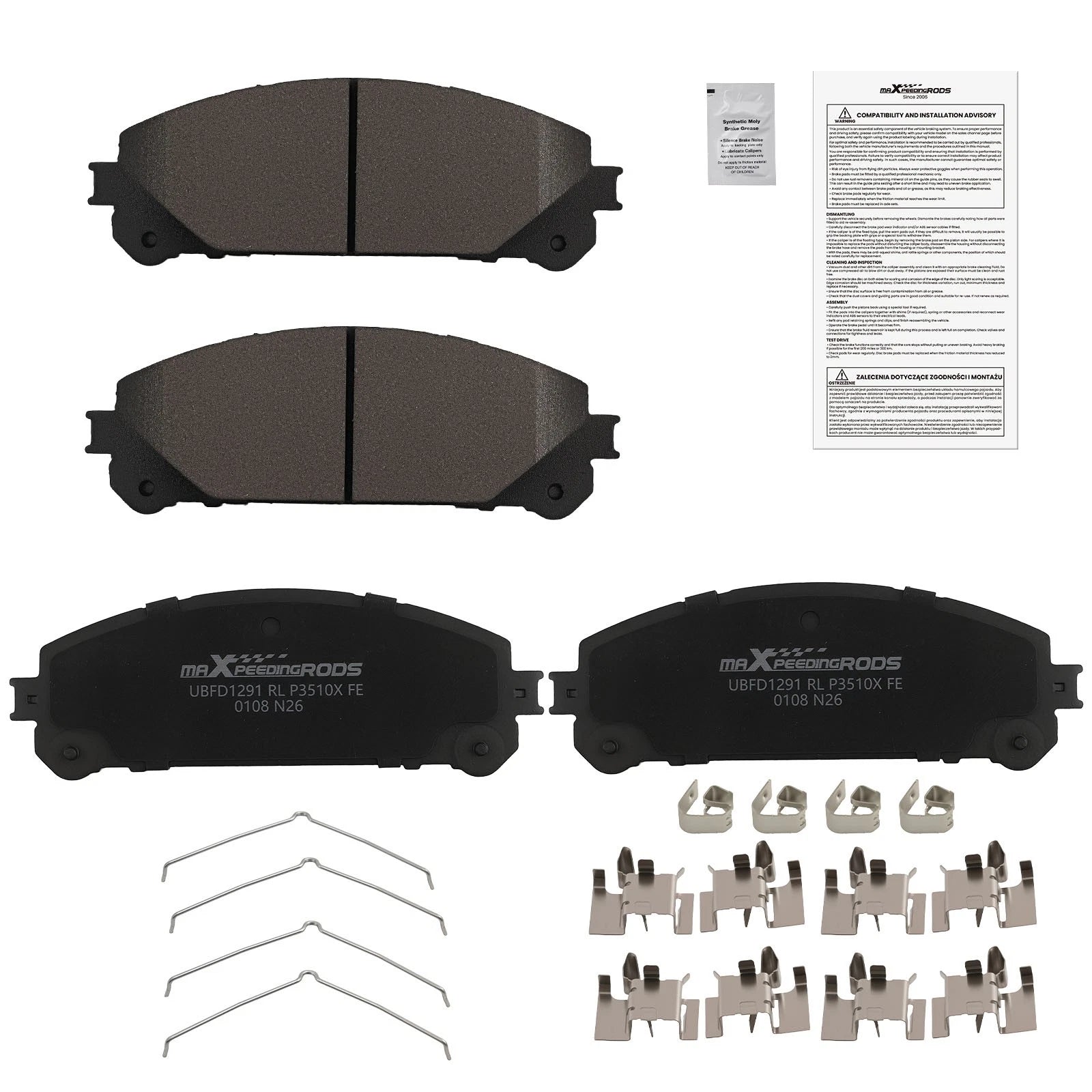 Front Brake Pads Set for Toyota Grand Highlander/Highlander/RAV4 Prime/Sienna