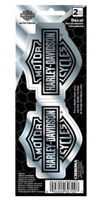 Set of 2 Chrome Bar & Shield Logo Decals for Harley-Davidson (3" x 8")