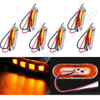 6x LED Amber Lens Sealed Light Bar Clearance Side Marker Waterproof