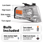 Headlights w/Bulbs for Ford Expedition (2007–2014) Chrome Amber Corner Lamps Pair