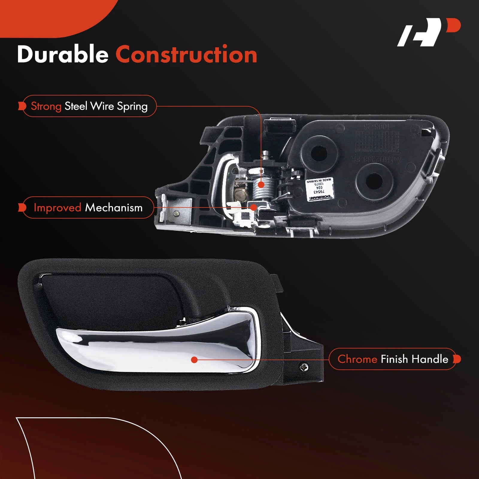 Front Right Interior Door Handle for Honda Accord (2003-2007) Black Chrome