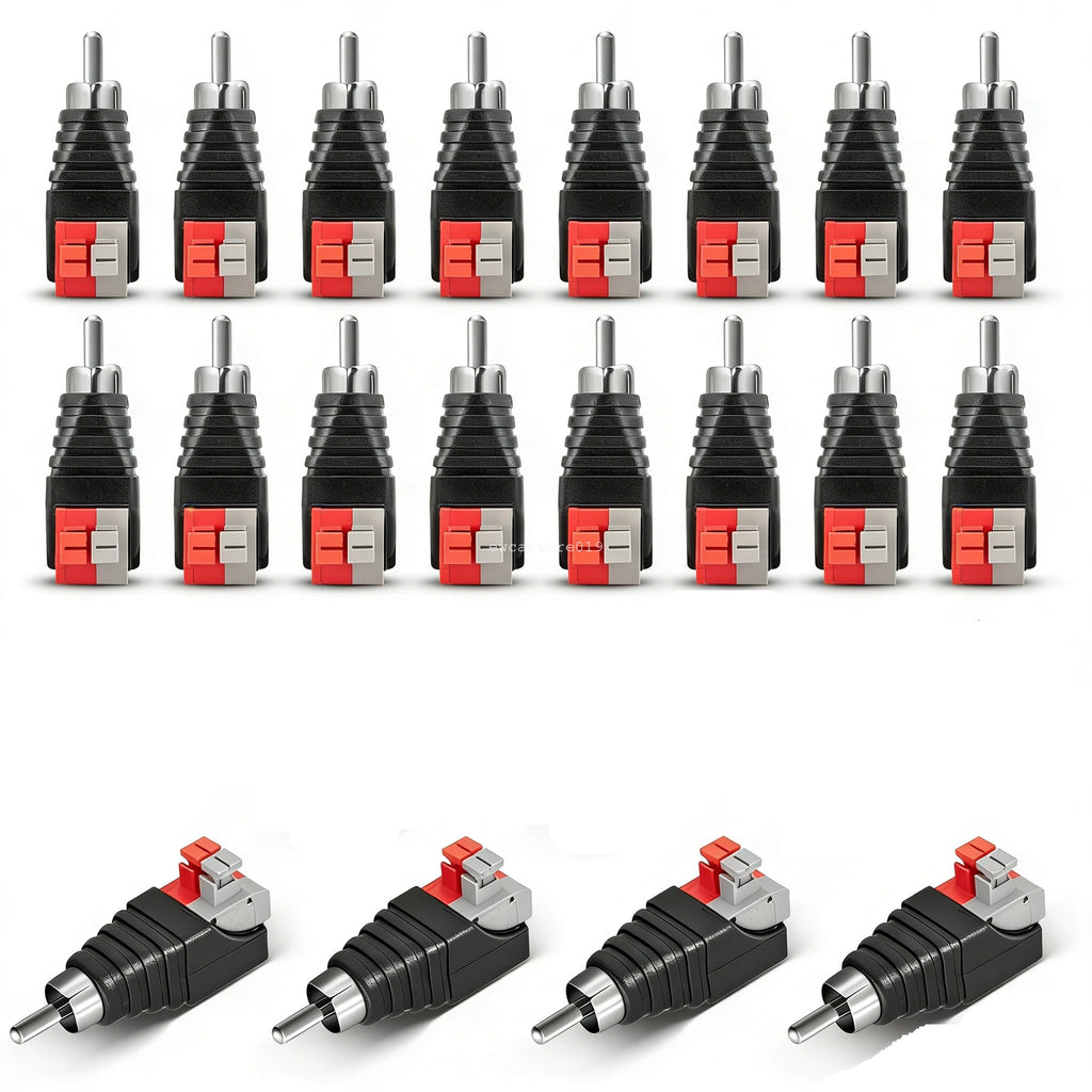 20X Speaker Wire Cable to RCA Male Connector Adapter Plug