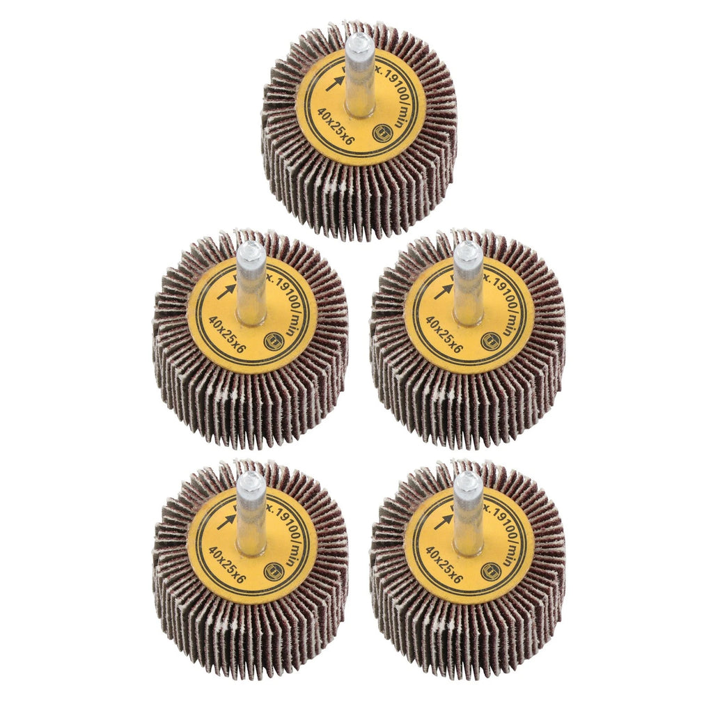 Set of 5 Aluminum Oxide Flap Wheels for Various Applications (1-1/2" x 1" x 1/4")