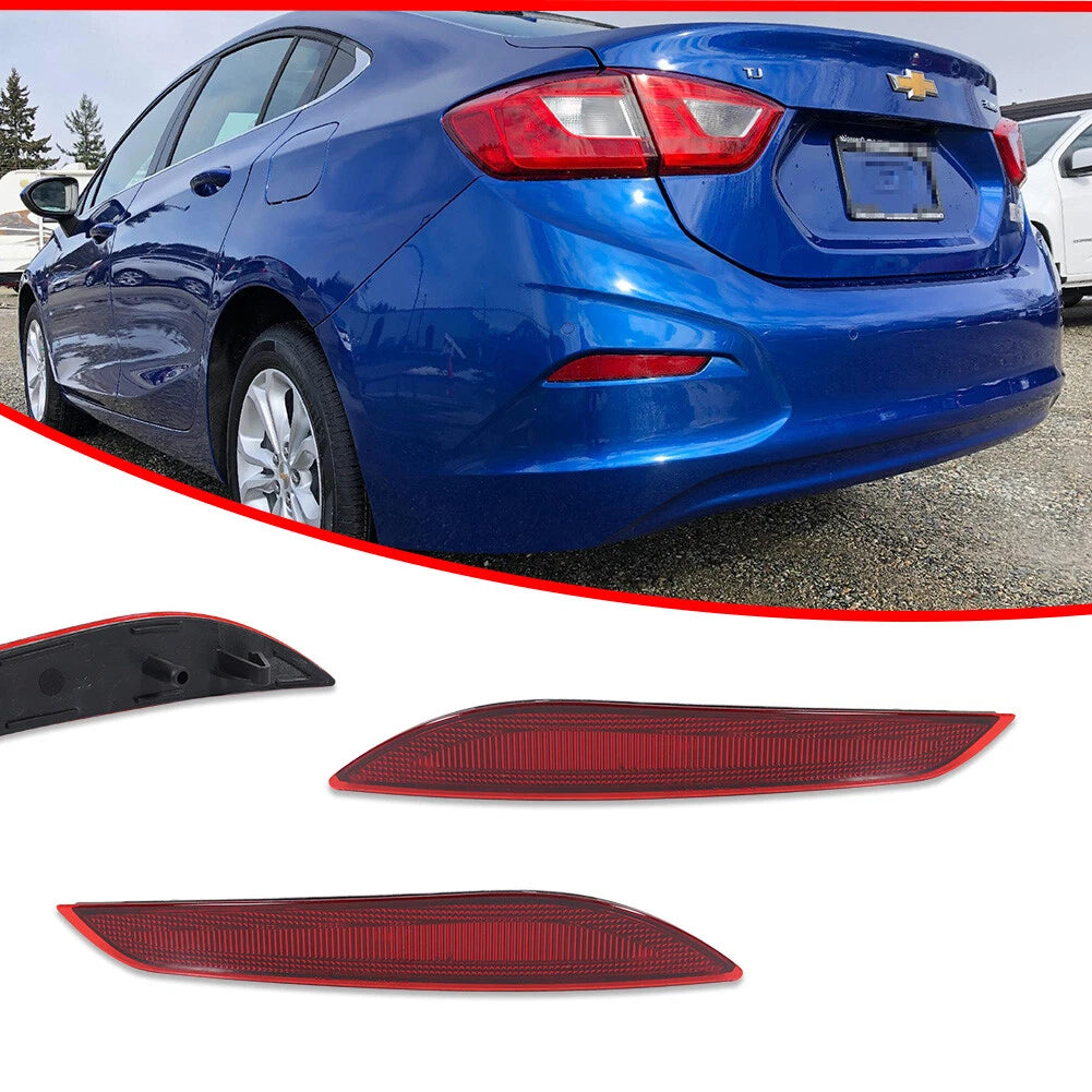 Set of 2 Rear Bumper Light Red Reflectors for Chevy Cruze (2016–2019)