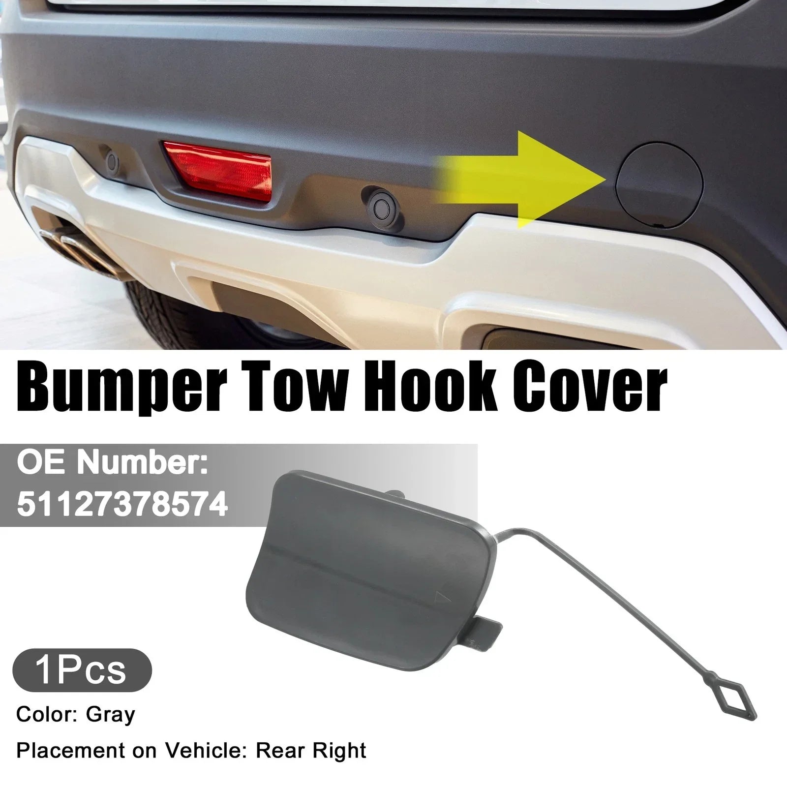 Tow Eye Hook Cover Cap Rear Right Bumper for BMW X5 (2011-2013)