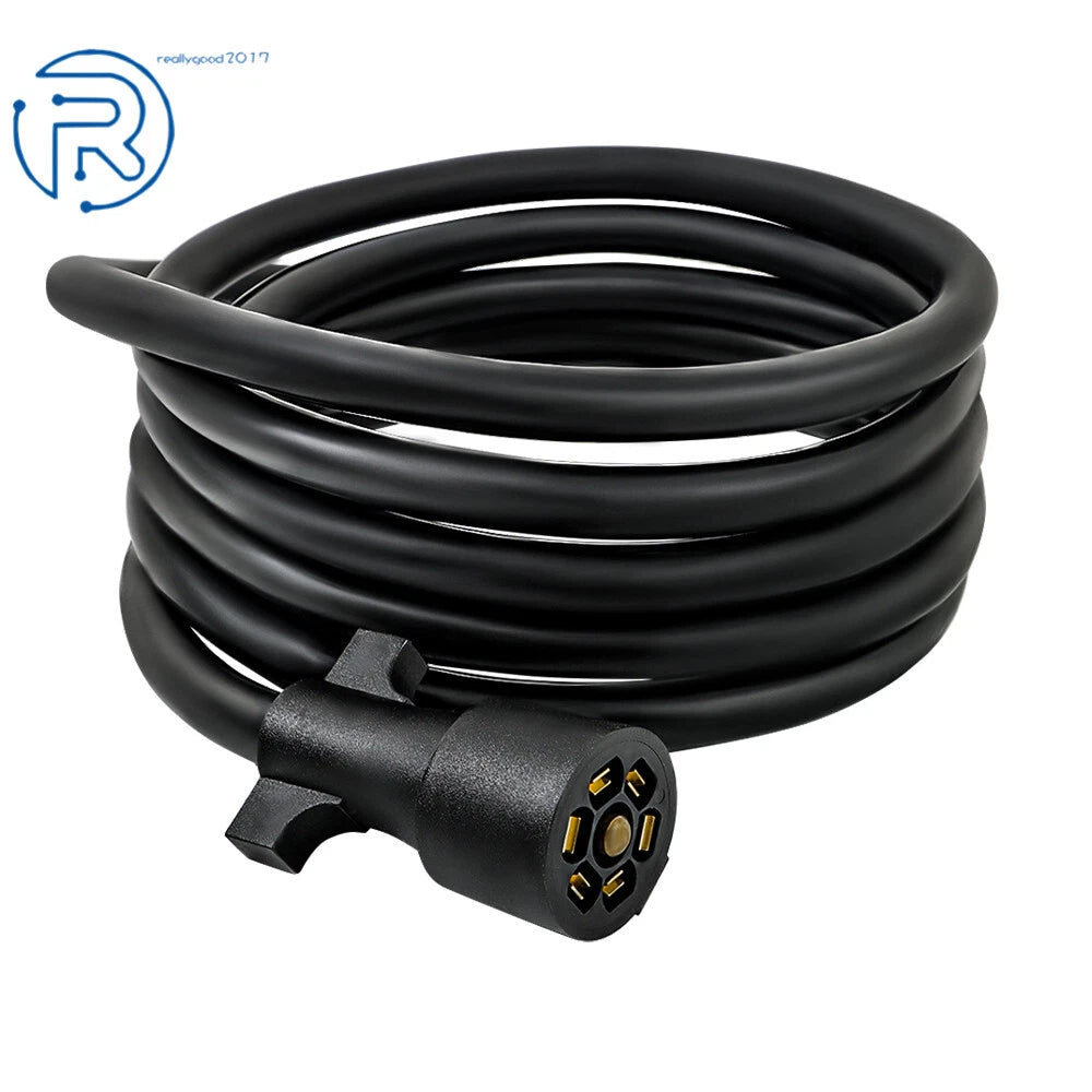 7-Way Trailer Cable Cord Connector for RV Truck (6-16 FT)