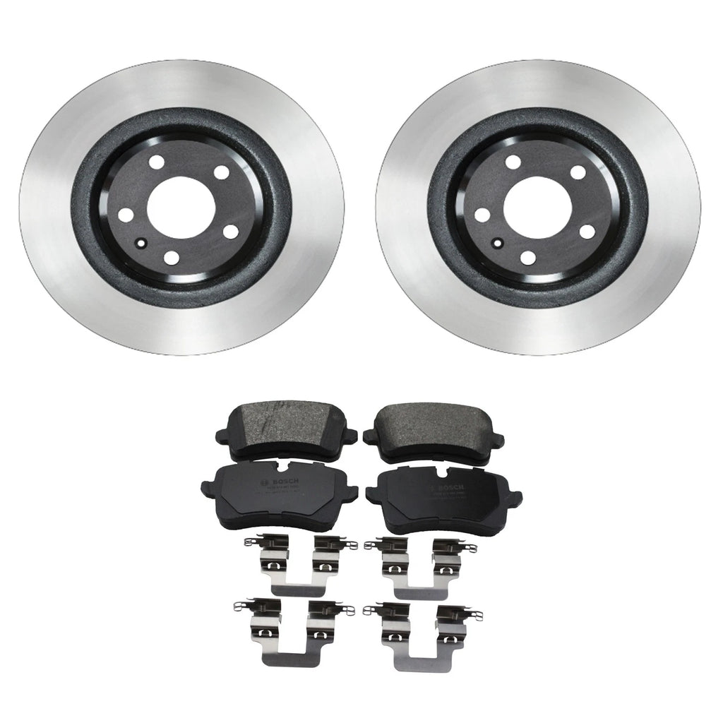 Set of 2 Wagner Rear Rotors & Bosch QuietCast Disc Brake Pads for Audi A6 (2014–2015)