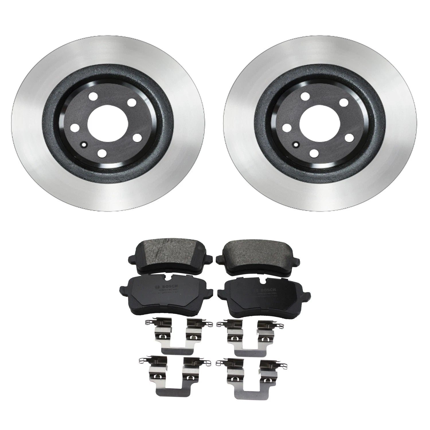 Set of 2 Wagner Rear Rotors & Bosch QuietCast Disc Brake Pads for Audi A6 (2014–2015)