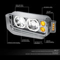 LED Halo DRL Projector Headlights for Peterbilt 359 379 389 (1981–2021)