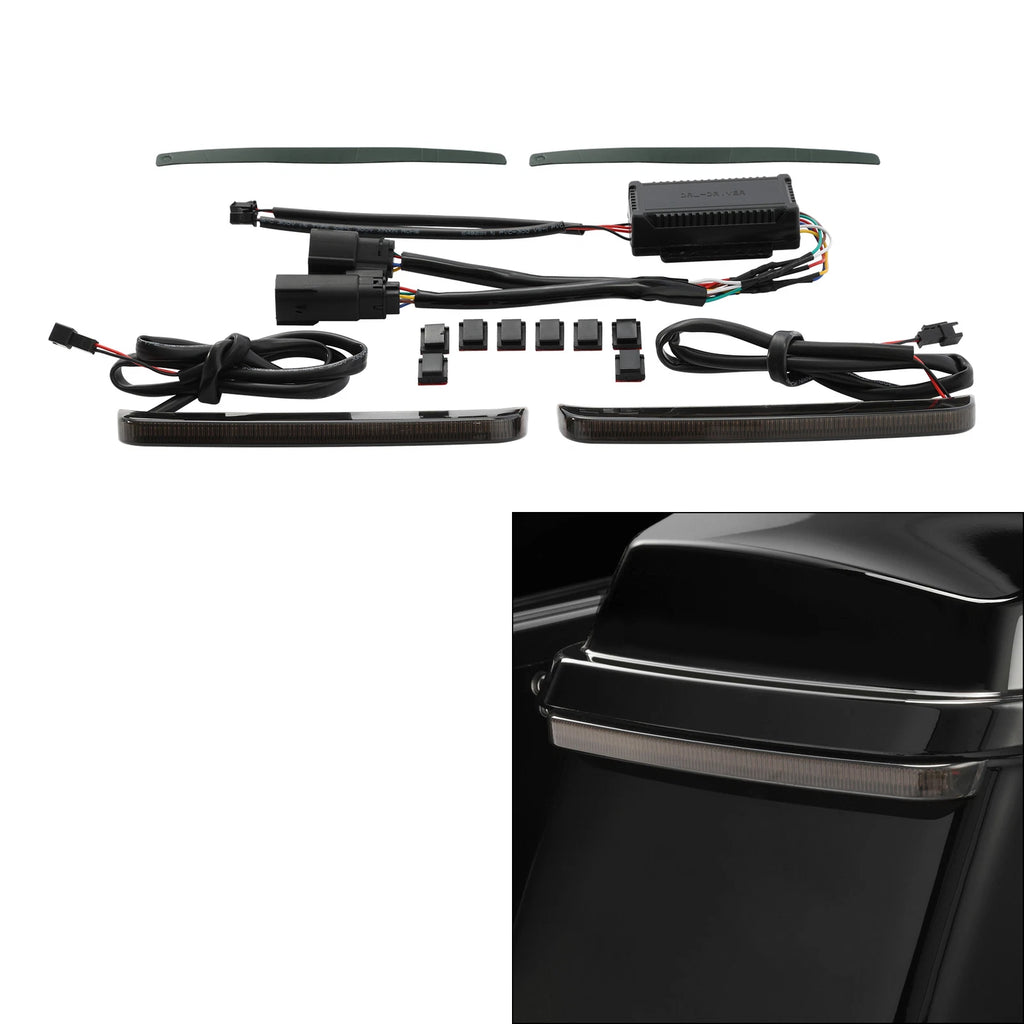Black LED Saddlebags Run Brake Turn Signal Light for Harley Road Glide (2014–2023)
