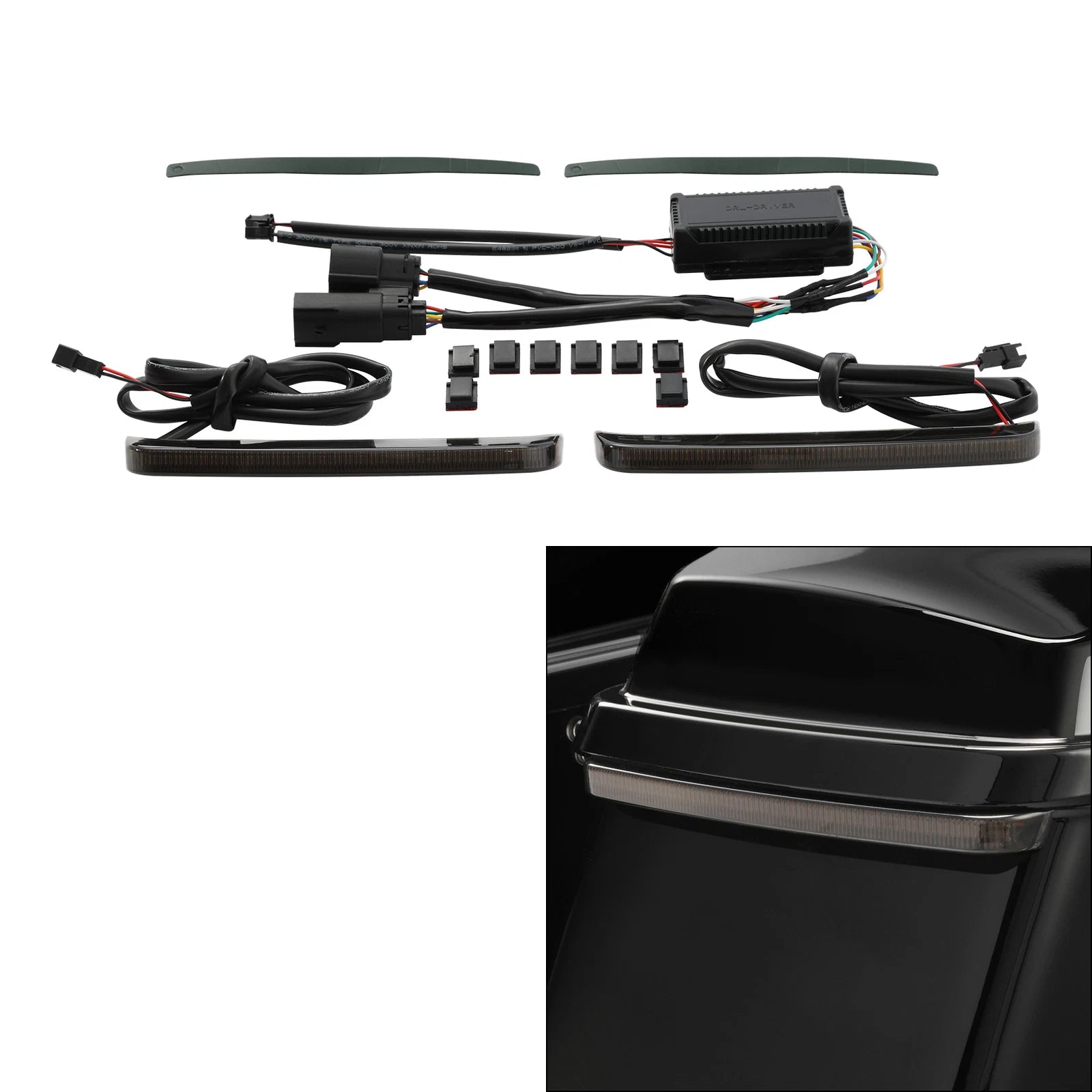 Black LED Saddlebags Run Brake Turn Signal Light for Harley Road Glide (2014–2023)
