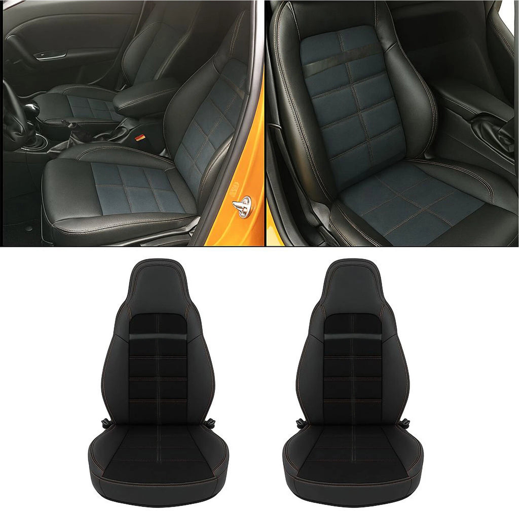 Front Full Set Seat Covers for Chevy Corvette C6 (2005–2013) - Orange Stitching