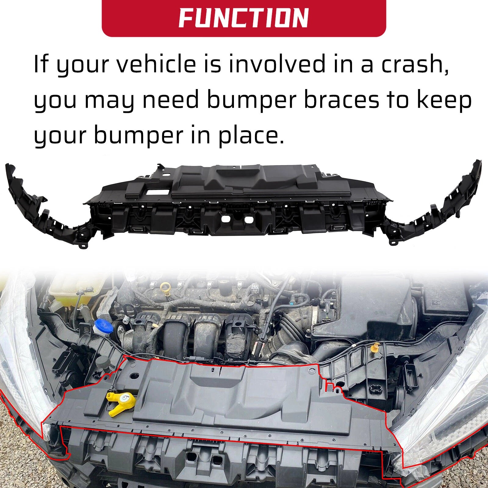 Front Bumper Cover Support Mounting Kit for Ford Focus (2015–2018) F1EZ17C897C