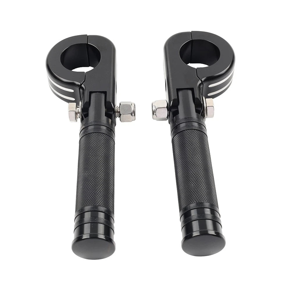 2X Black Chrome Engine Guard Bar Foot Pegs for Harley