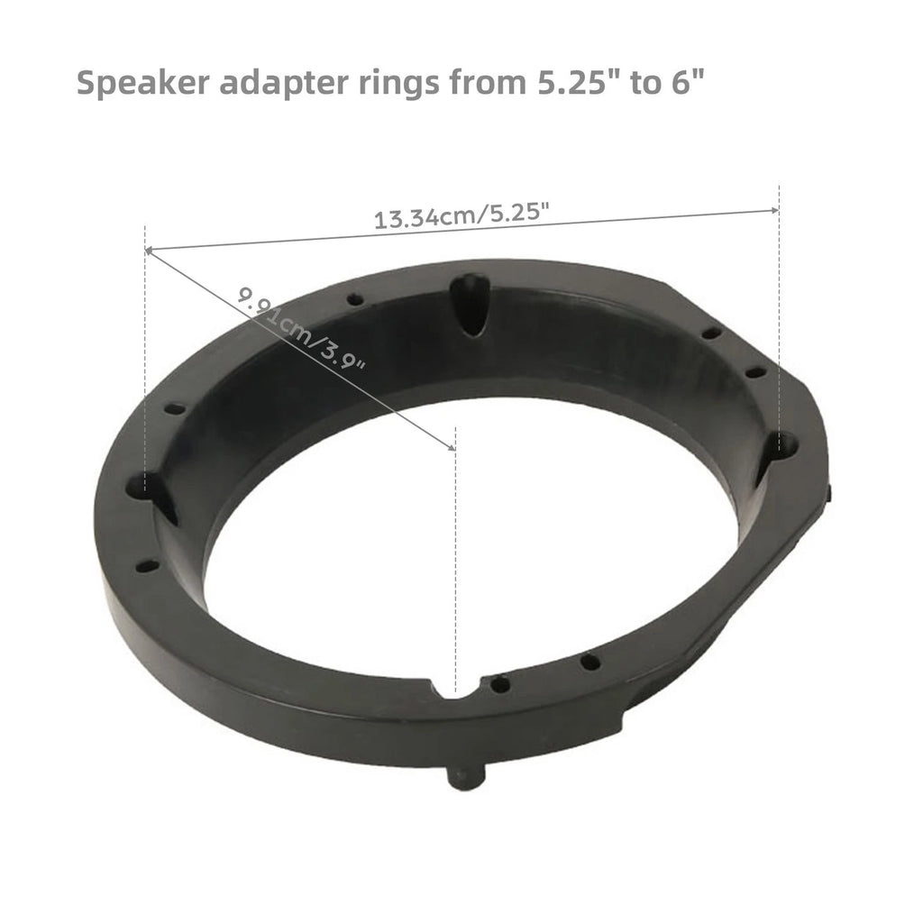 Black Speaker Adapter Rings 5.25 to 6" for Harley Touring (1998–2013)