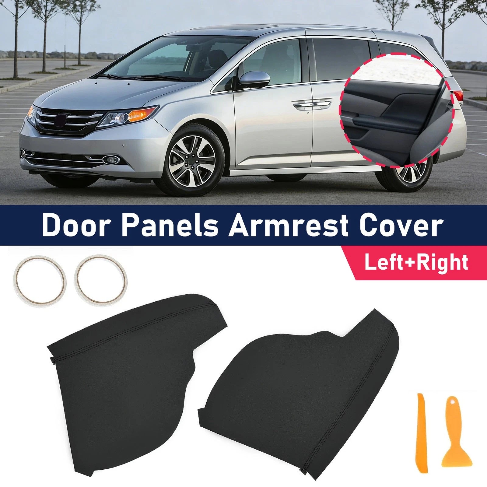 Pair of Door Panels Armrest Cover Trim for Honda Odyssey (2011–2017)
