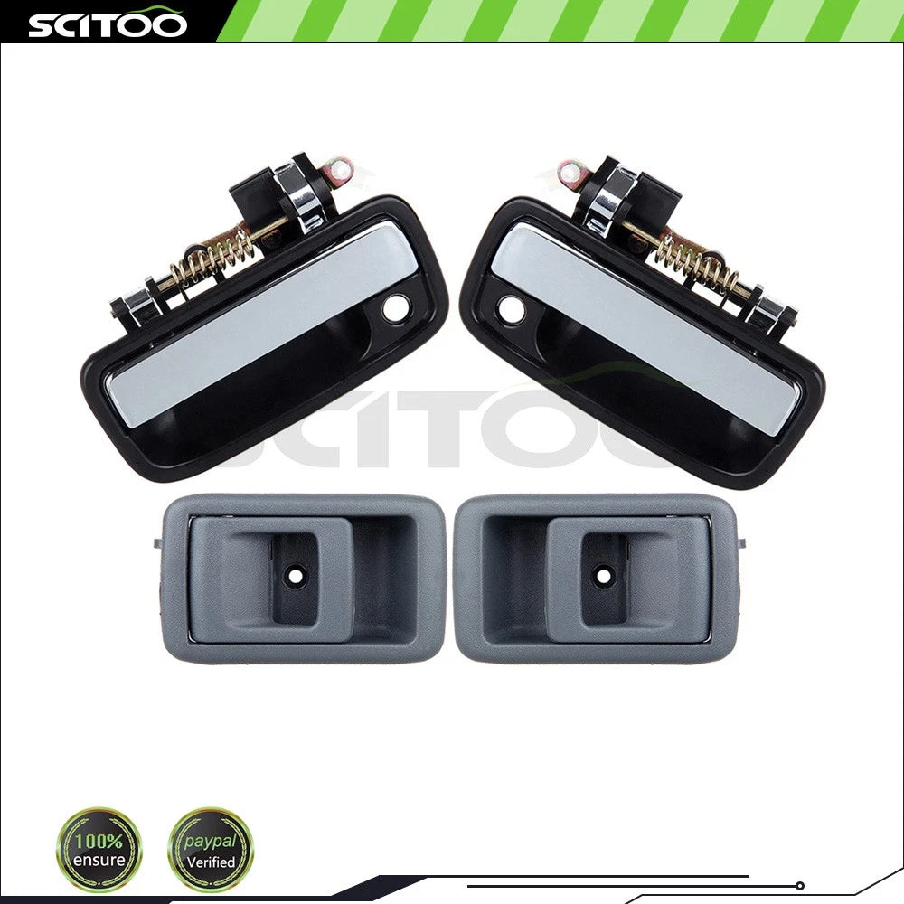 Set of 4 Inside & Outside Door Handles for Toyota Tacoma (Gray & Black)