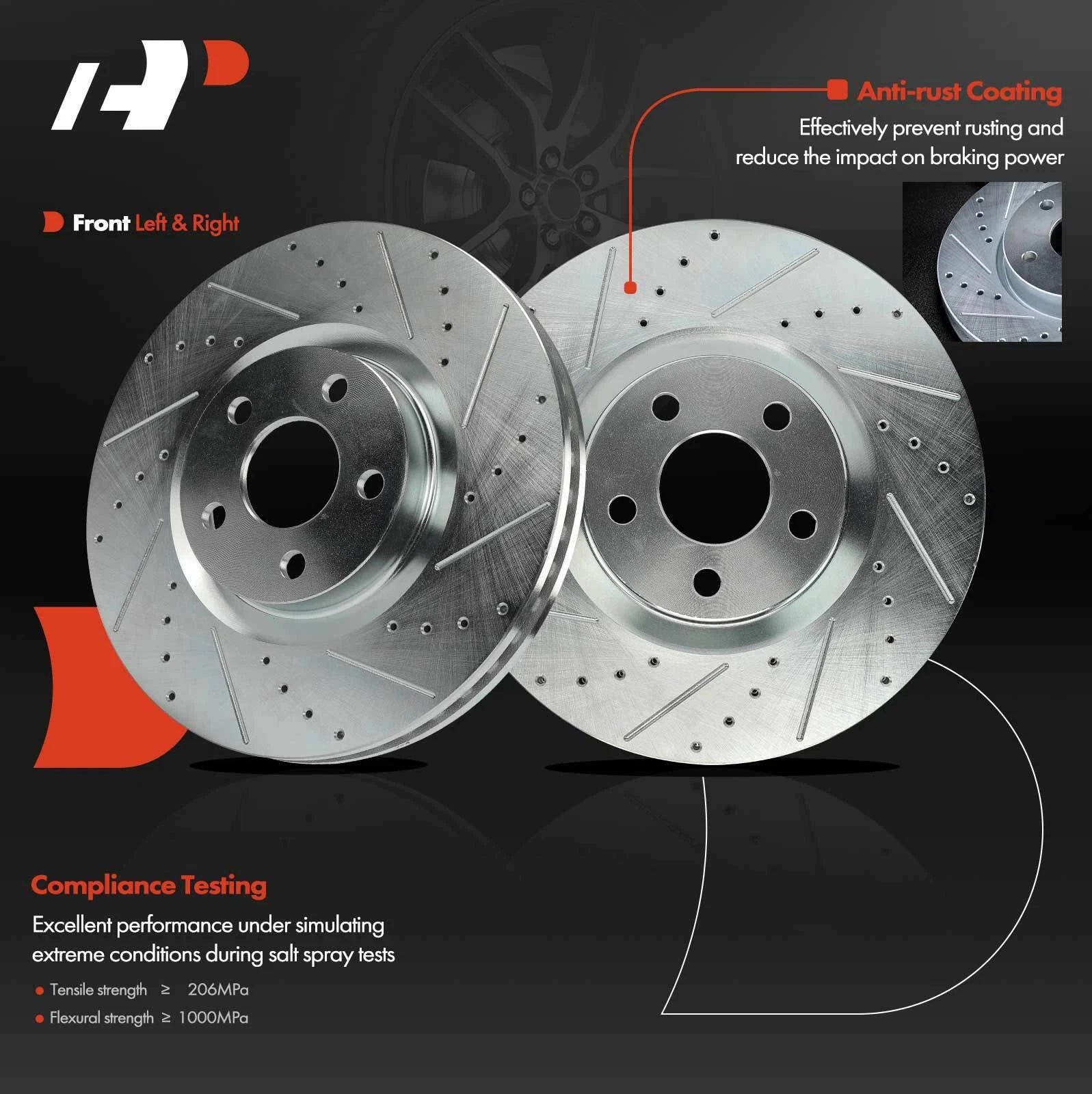6x Front Drilled Brake Rotors + Ceramic Pads for Ford Police Responder (2013–2020)