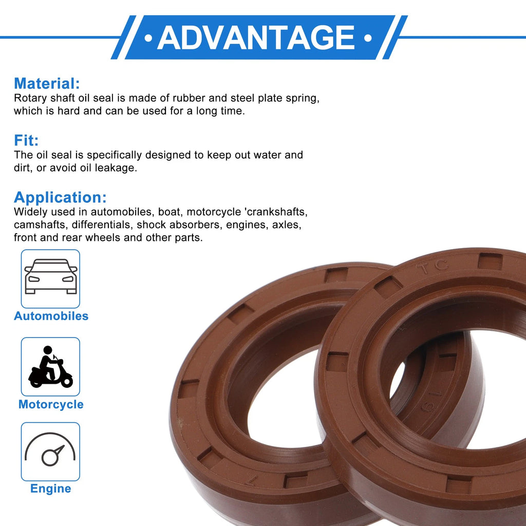 2X Oil Seal Rotary Shaft Seal for Various Models (19x32x7mm) FKM Rubber