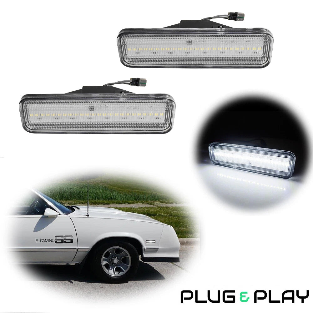 Clear White Front Side Marker Lights for El Camino & Caballero (1982–1987)