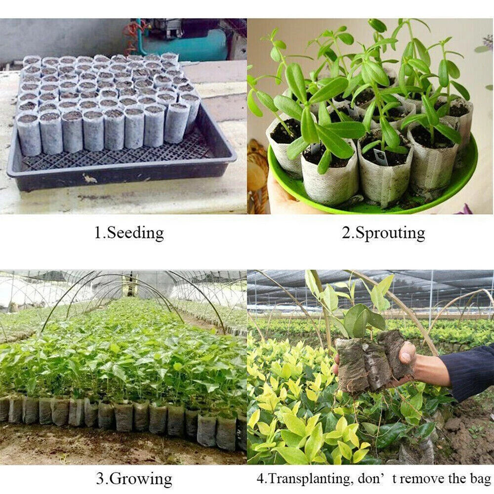 200PCS Biodegradable Non-Woven Plant Grow Pots for Seedlings