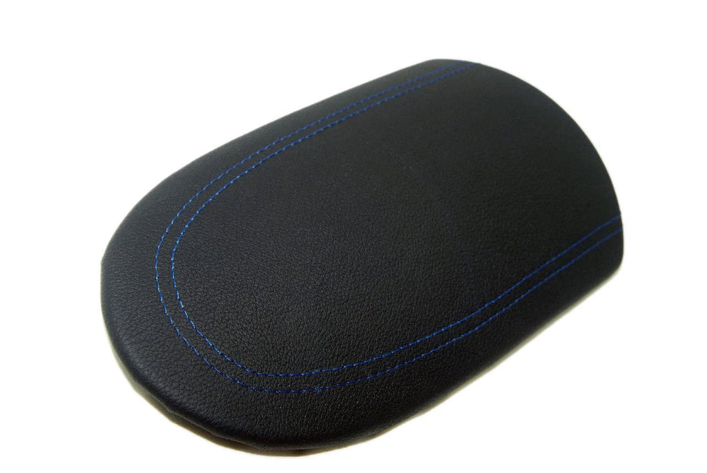 Leather Synthetic Console Armrest Cover for Nissan 370Z (2008–2019) Blue Stitch
