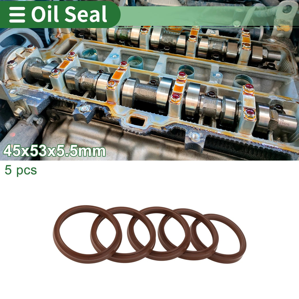 Set of 5 Oil Seal Rotary Shaft Seal FKM Rubber 45x53x5.5mm
