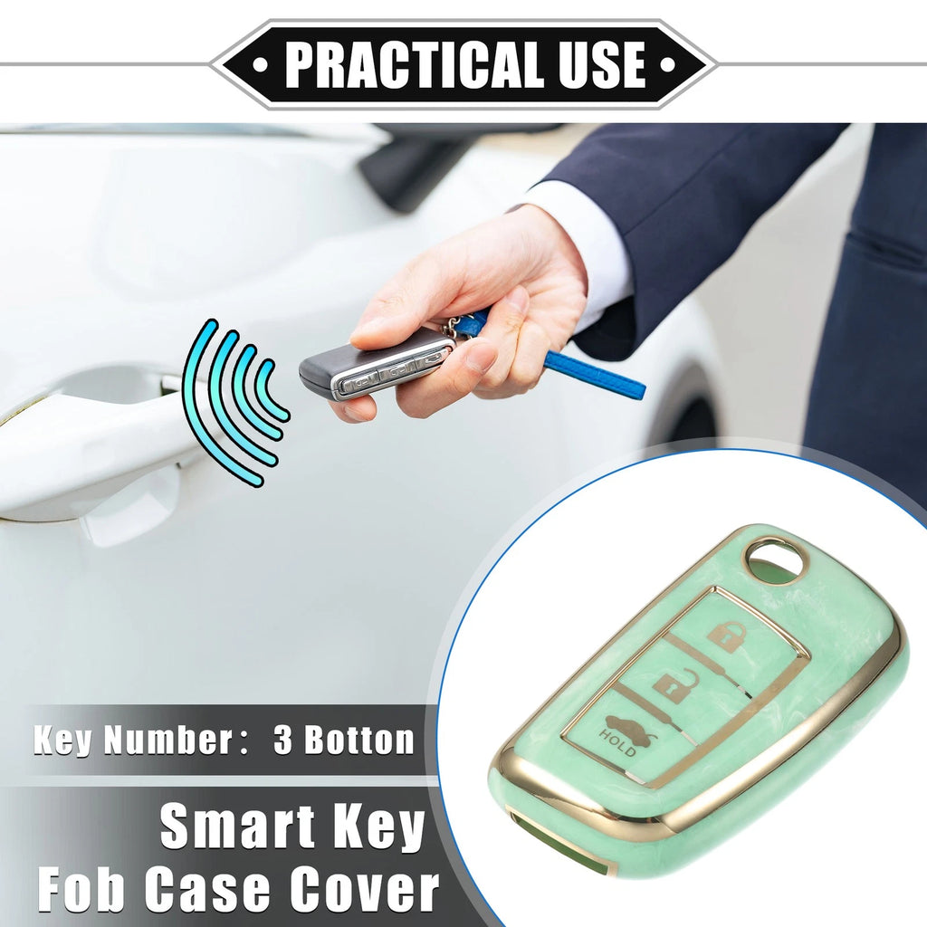 3X Smart Key Fob Case Cover for Nissan Rogue Frontier (2014–2023) TPU Green
