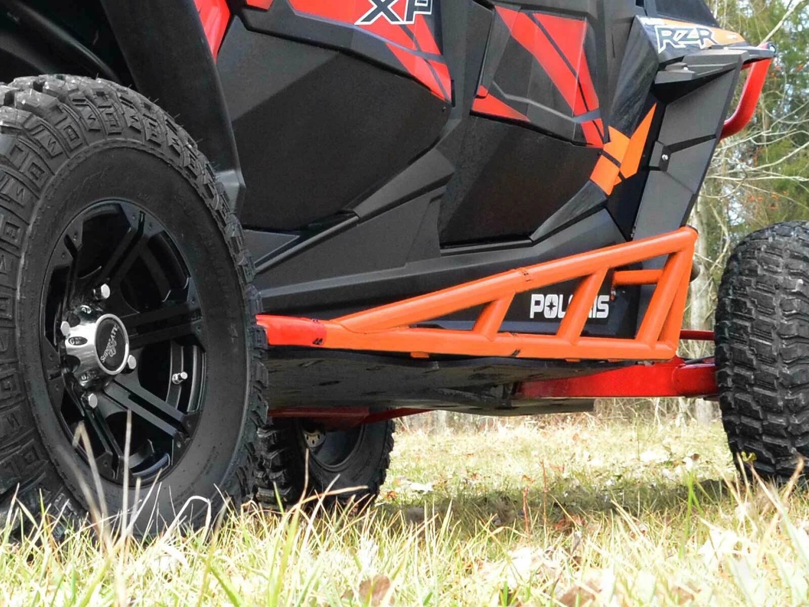 SuperATV Rock Slider Nerf Bars for Polaris RZR 4 900 (2015–2018) - Orange