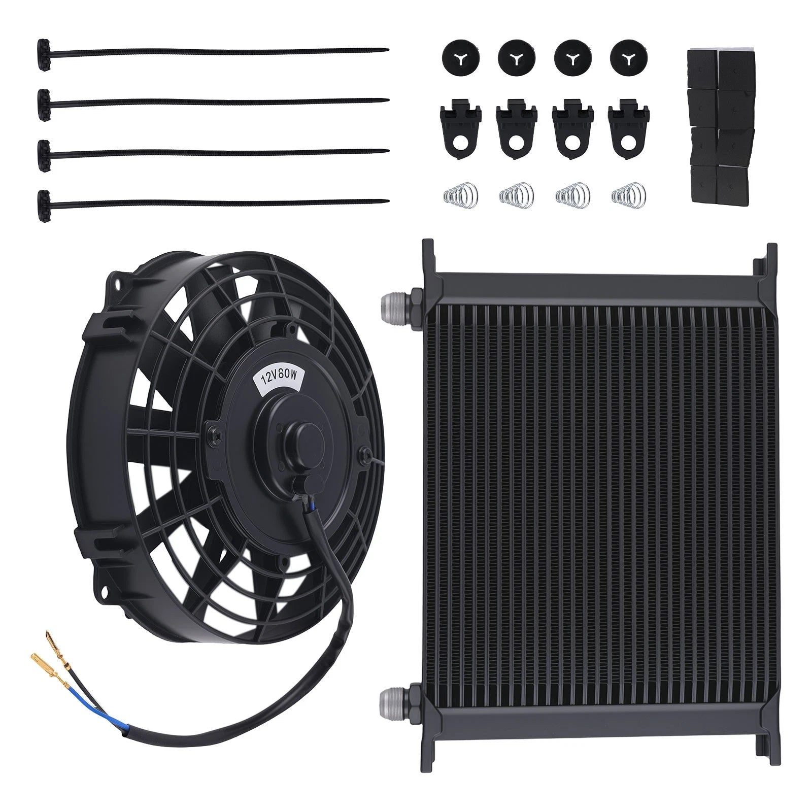 30 Row Oil Cooler with 7" Slim Pull Fan for Universal Modified Vehicles