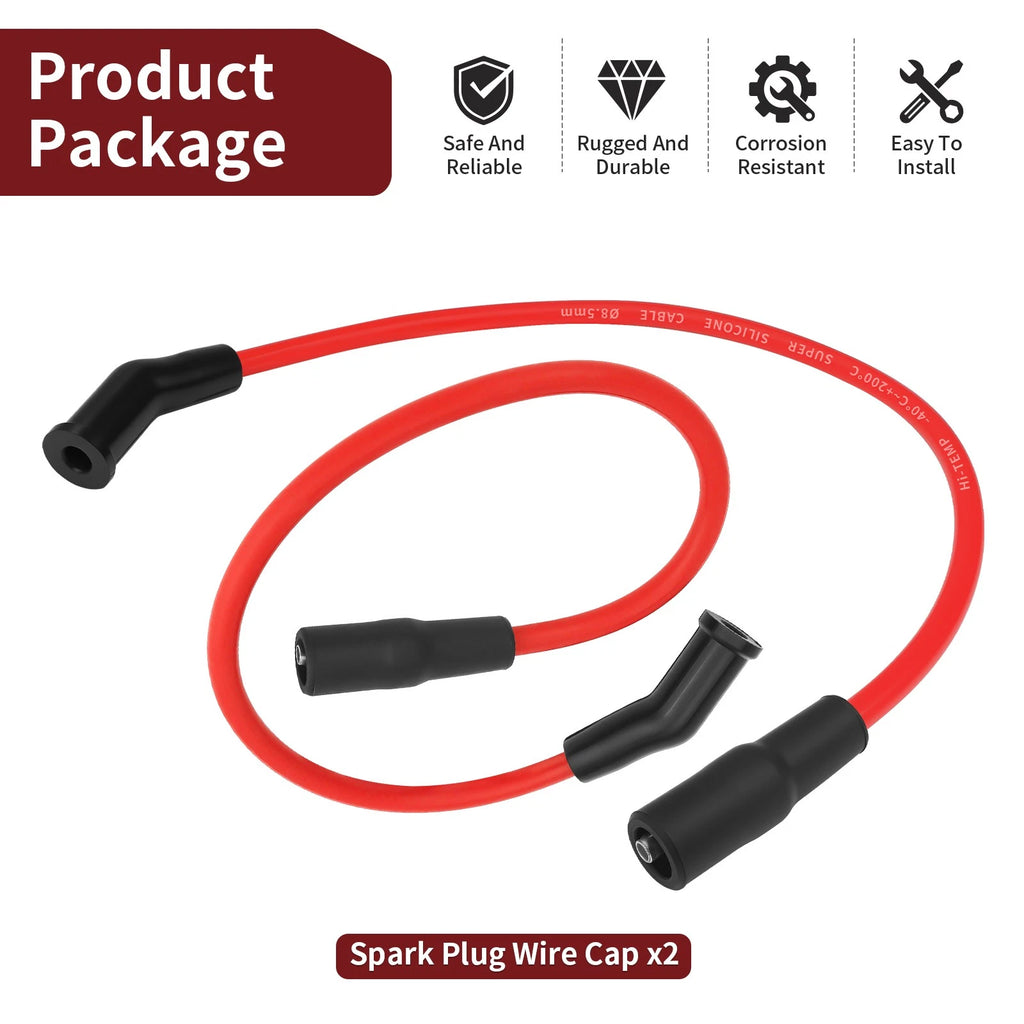 Spark Plug Wire Cap Set of 2 for Road Glide FLTR FLTRI (1999–2008)