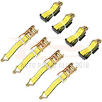 Set of 4 Ratchet Tie Down Straps for Car Trailer Hauler