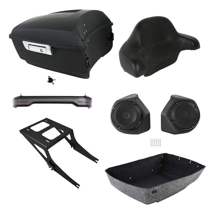 Backrest Speakers Tail Light Mount Rack for Harley Fatboy (2008–2017)