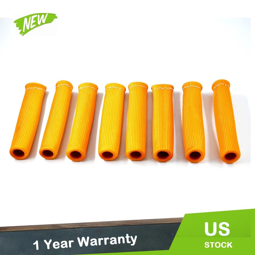 8X Orange Spark Plug Wire Protector Sleeve Heat Shield Cover
