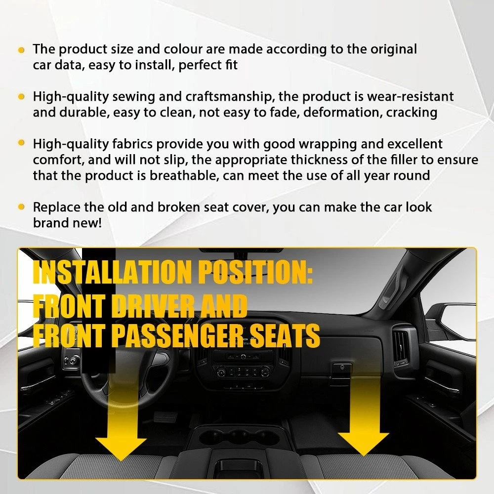 Front Bottom Seat Cover Cloth Black for GMC Yukon Denali 1500 XL (2015–2019)