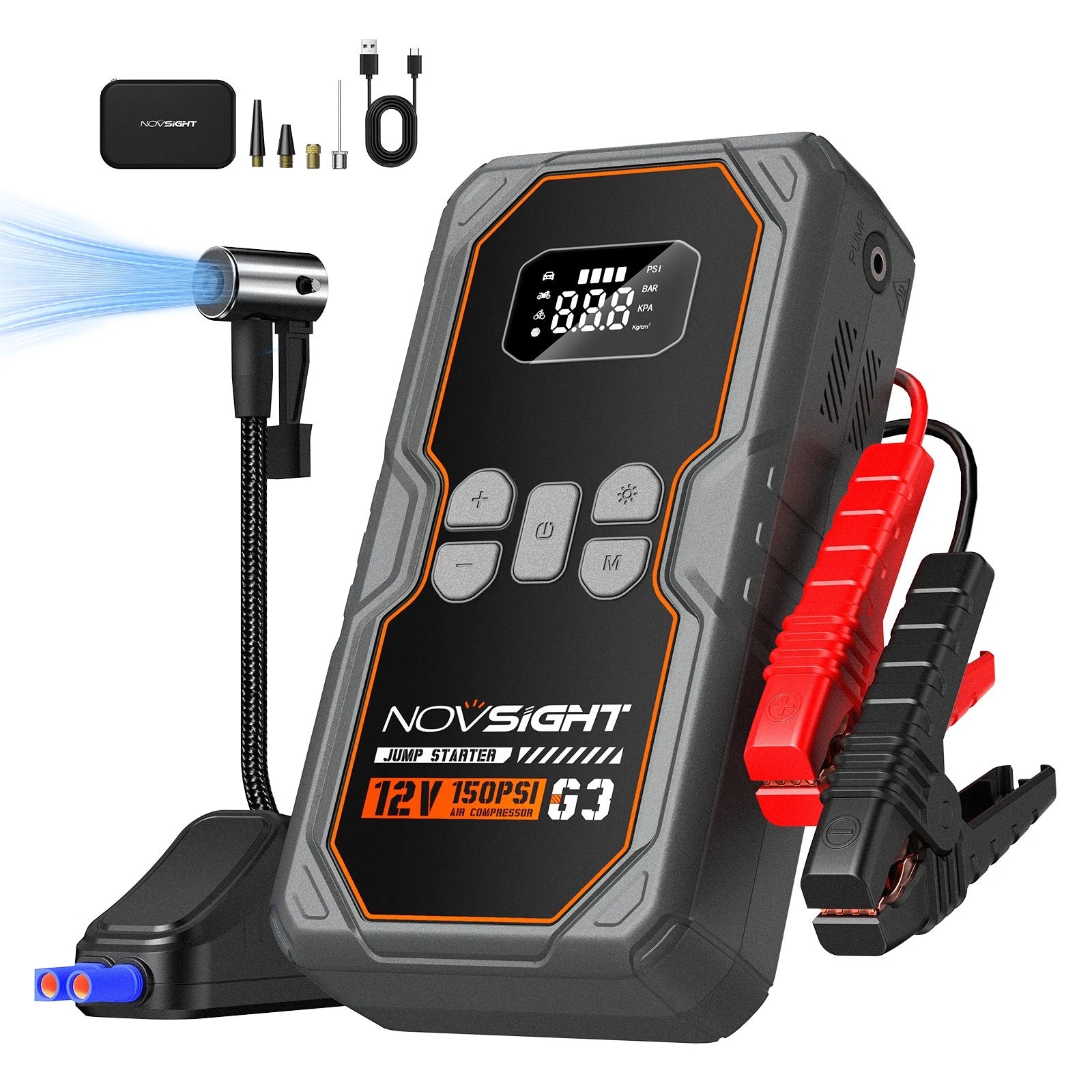 Powerful Jump Starter with Air Compressor for Universal Use (12V)