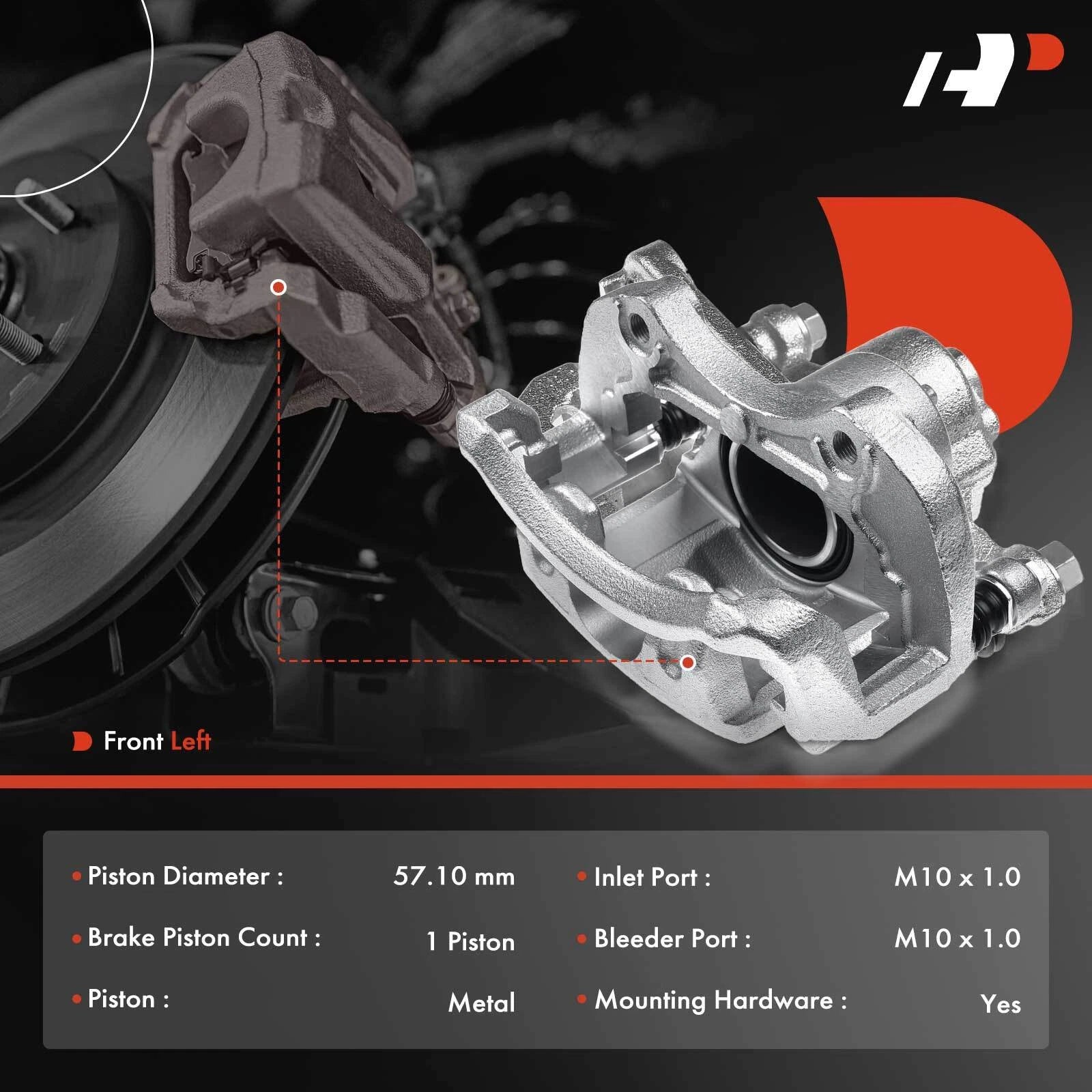 Front Driver Side Brake Caliper with Bracket for Nissan Versa (2007-2012)