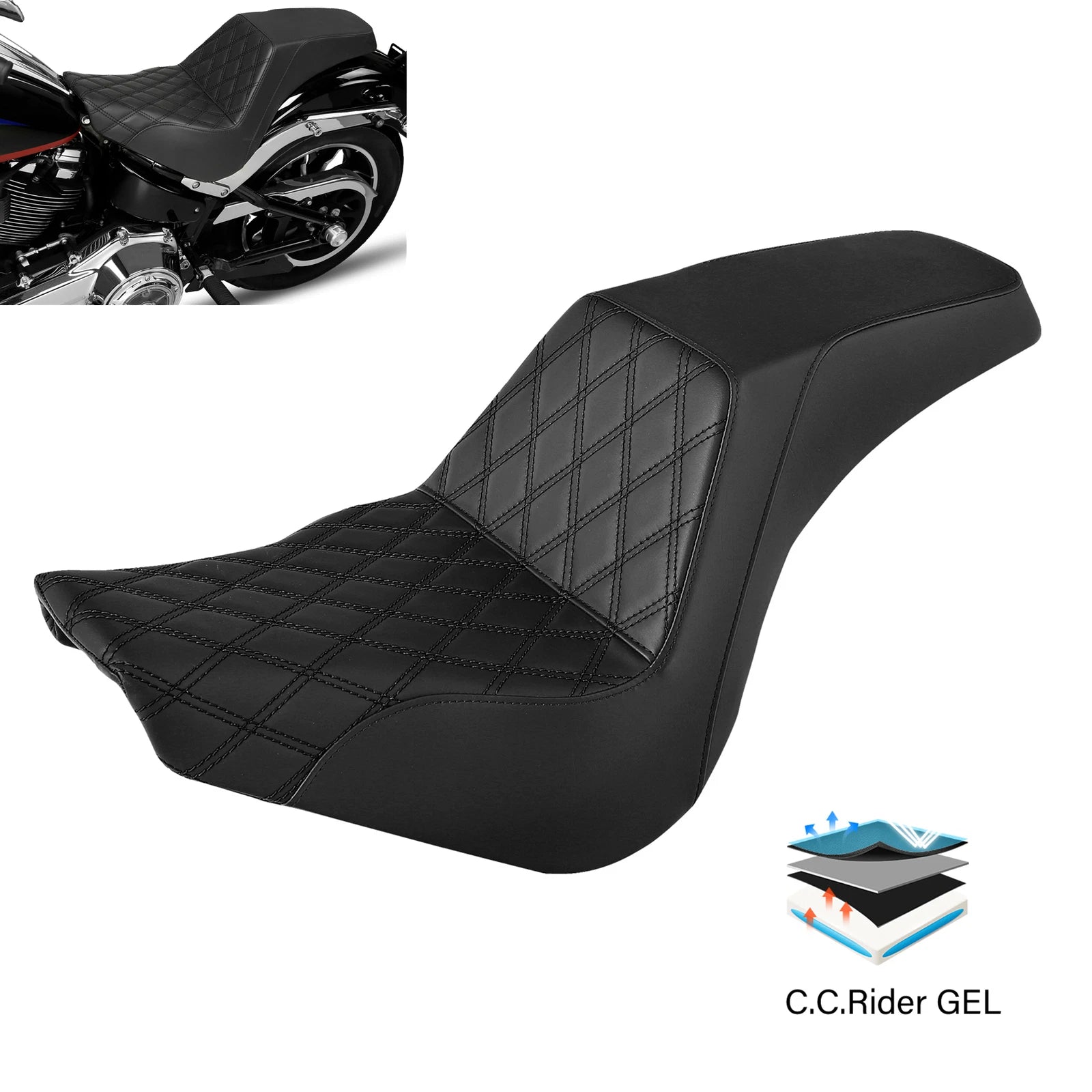 Gel Seat for Harley Softail Standard Street Bob (2018–2023) Black