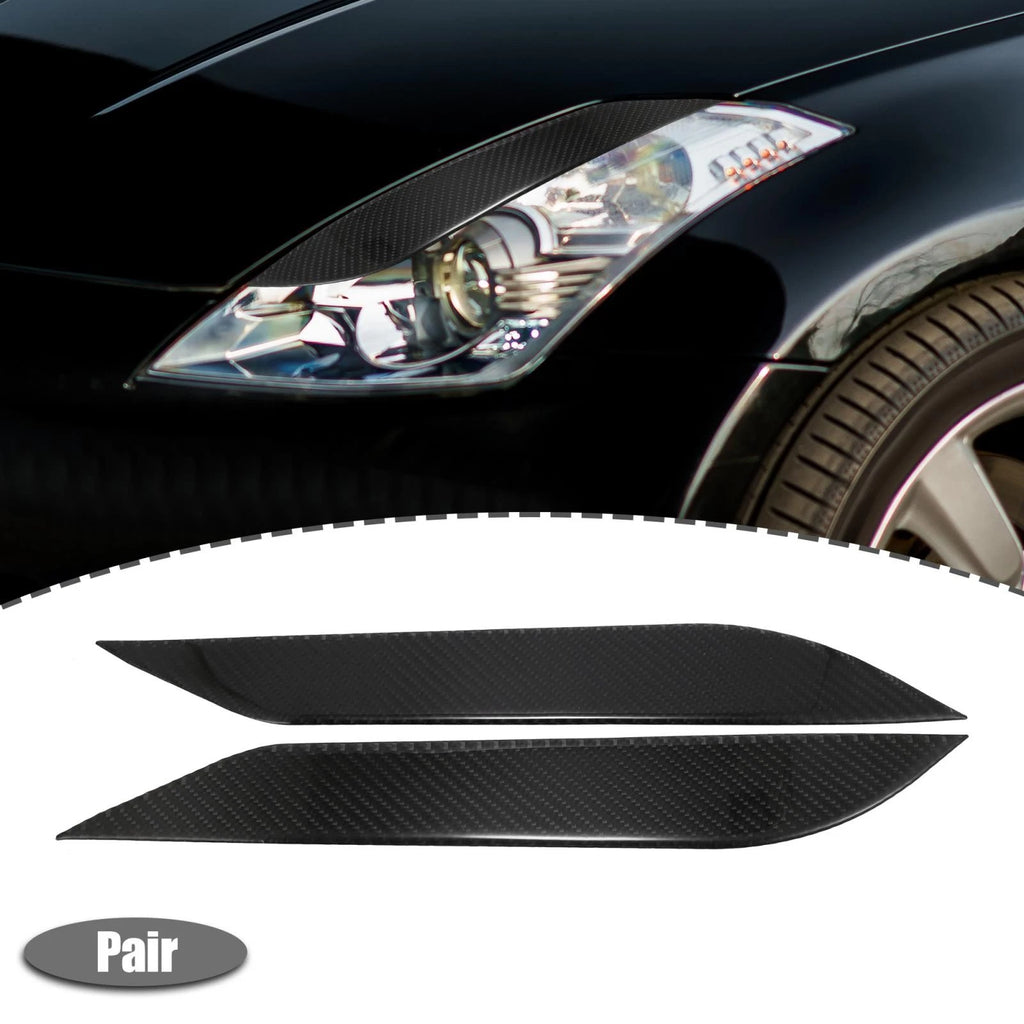1 Pair Headlight Eyebrows Sticker for Nissan 350Z (2003–2009) Carbon Fiber