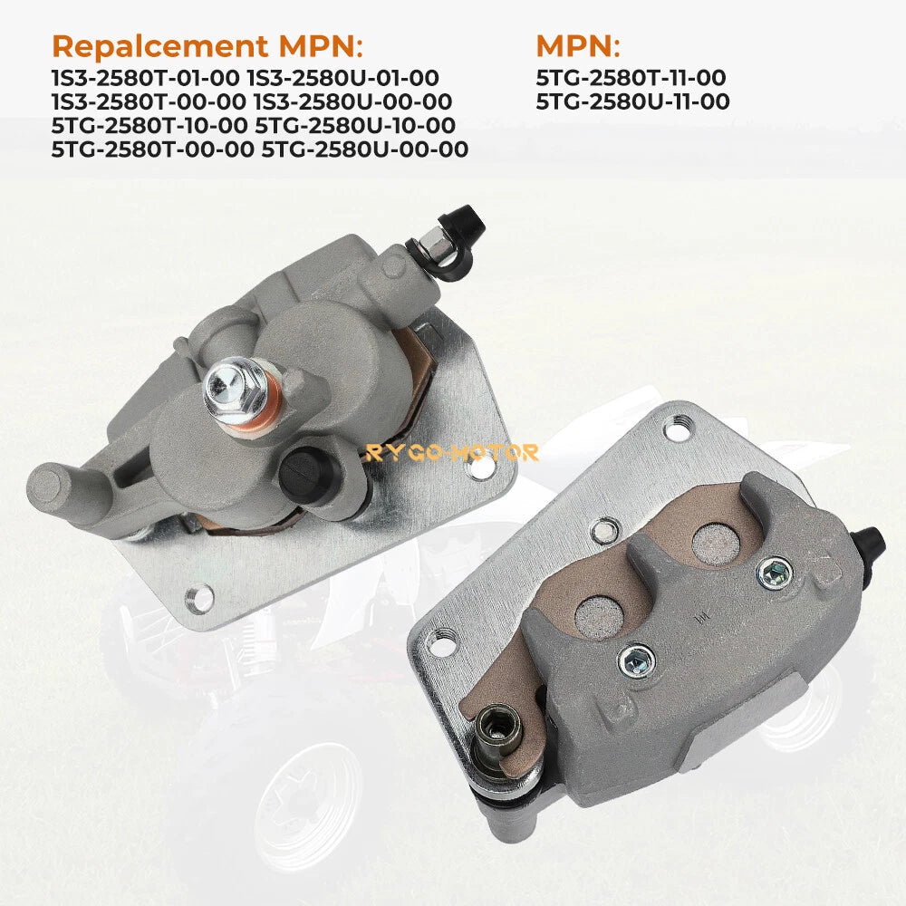 Front Brake Calipers & Pads for Yamaha Raptor 700 YFM700 YFM700R (2006–2024)