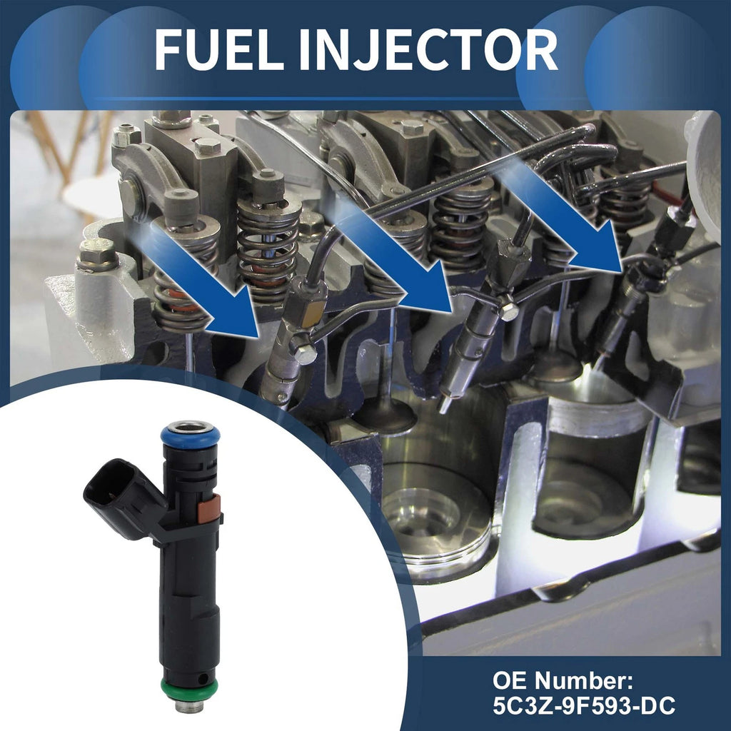 Fuel Injector No.5C3Z-9F593-DC for Ford F-150 V8 (2005–2006) 5.4L Black