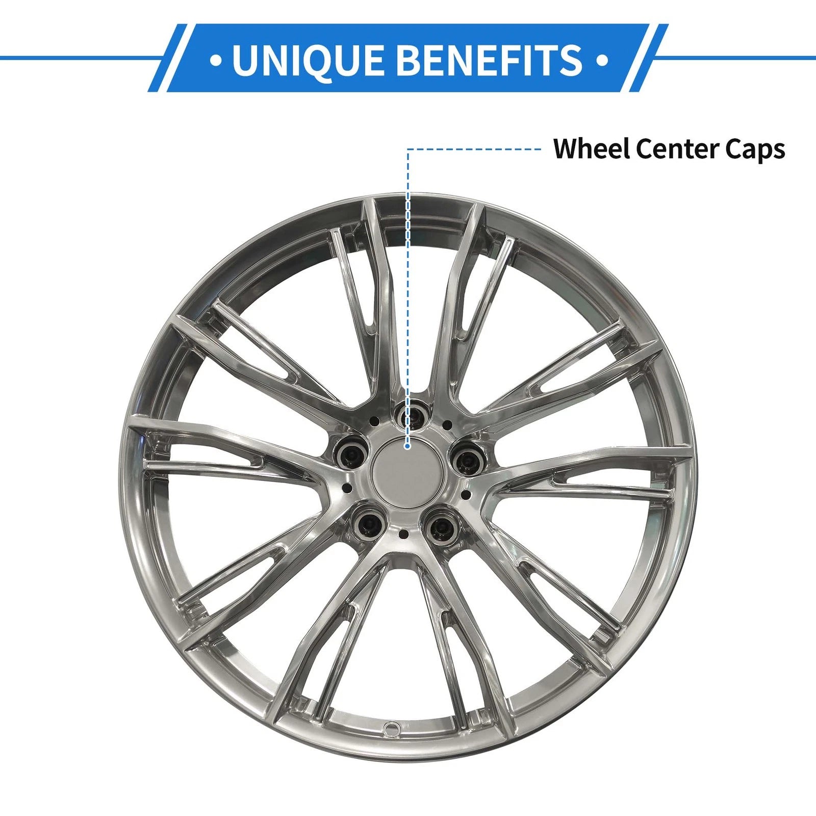 Set of 4 Wheel Hub Center Caps for Volkswagen Golf (2015–2021) 65mm Chrome