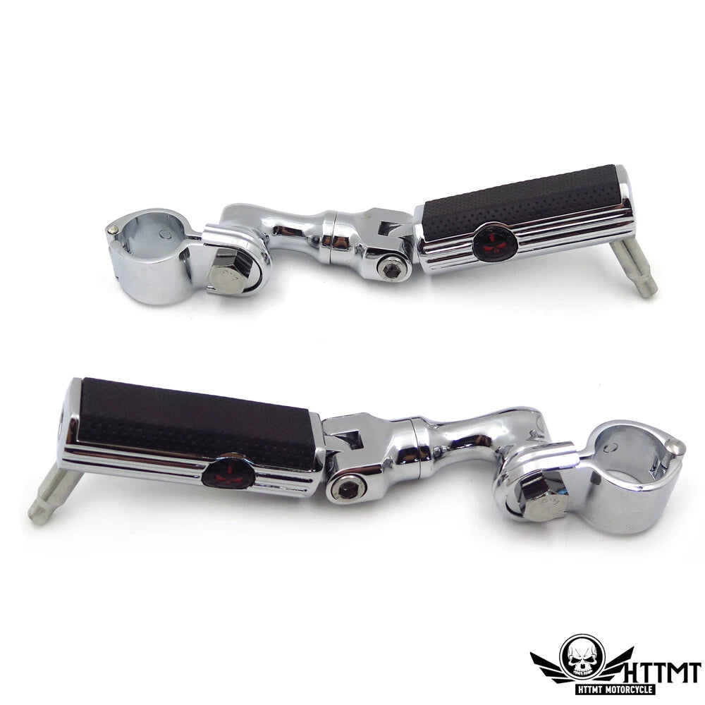 Chrome Gear Skull Footpeg Mount Kit for Defiance 1.25" Engine Guard (N/A)
